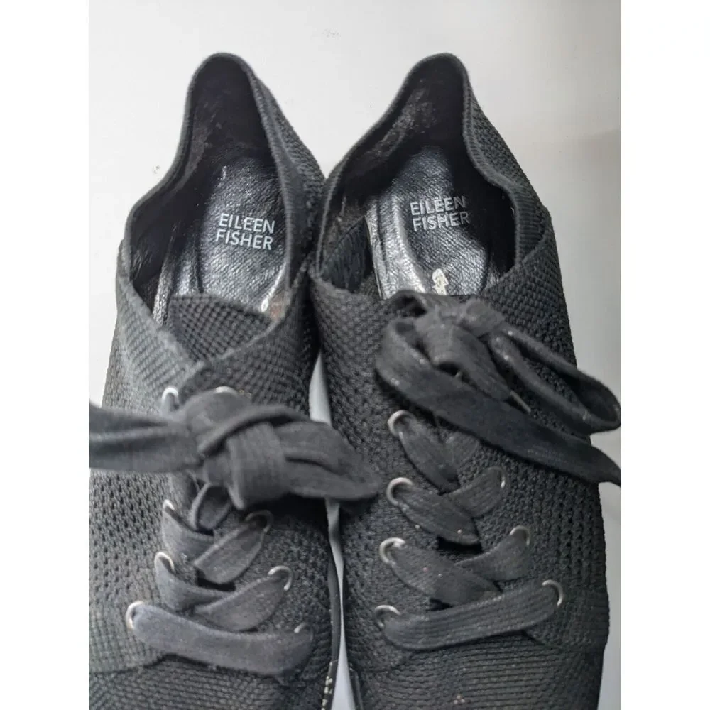 Eileen Fisher Women's Clifton 4 Size 9 Black Mesh Lace Up‎ Fashion Sneakers